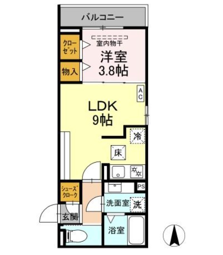 名古屋市瑞穂区軍水町のアパートの間取り