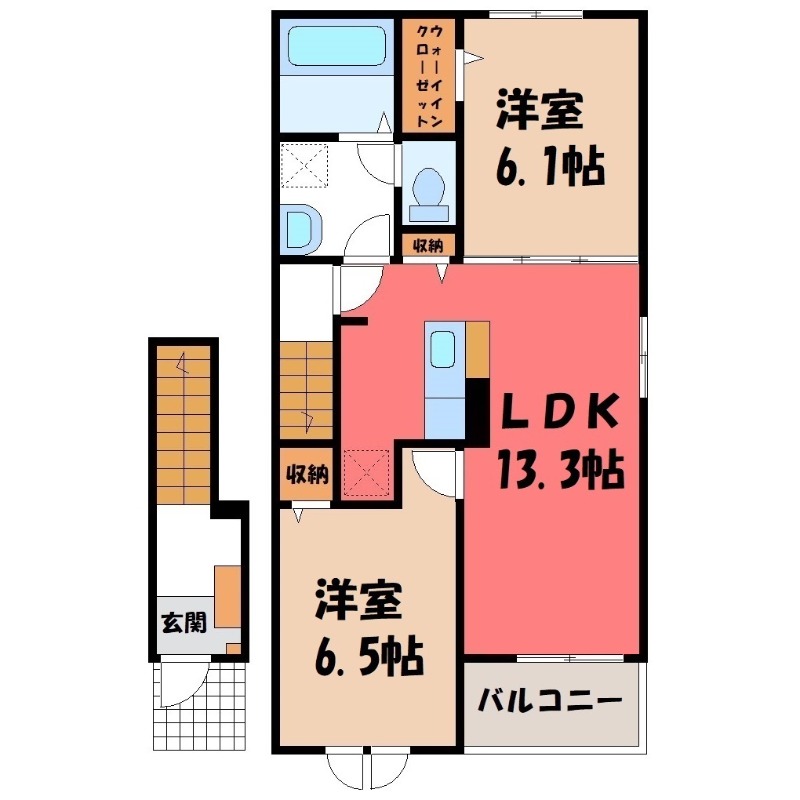 筑西市門井のアパートの間取り