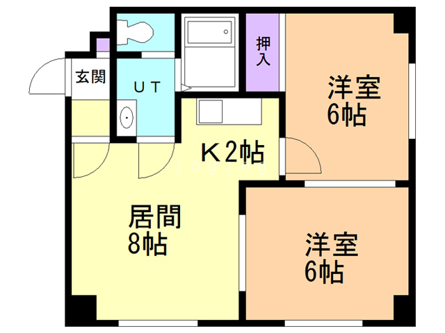 札幌市豊平区月寒西一条のマンションの間取り