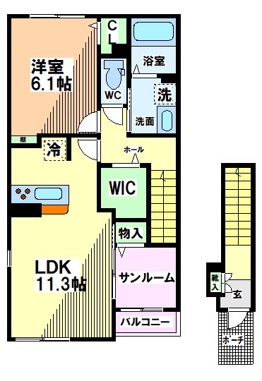 国分寺市東元町のアパートの間取り