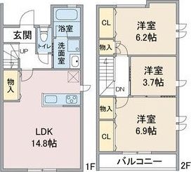 名古屋市中川区松葉町のアパートの間取り