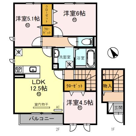 湖南市岩根中央のアパートの間取り