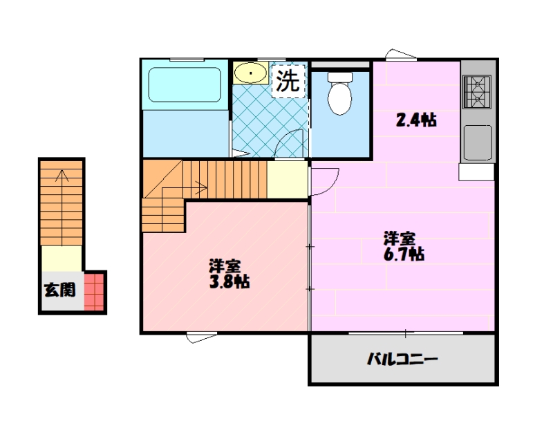 仙台市地下鉄南北線 河原町駅 徒歩7分 2階建 築4年の間取り写真