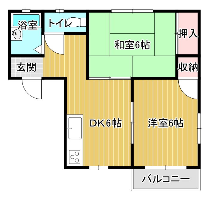 常陸太田市内堀町のアパートの間取り