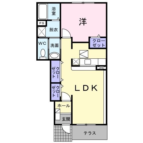 大川市大字荻島のアパートの間取り