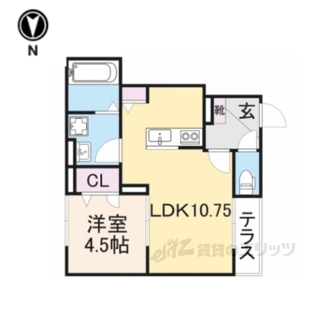 京都市右京区太秦辻ケ本町のアパートの間取り