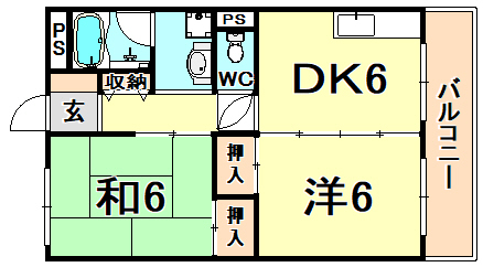 神戸市東灘区魚崎中町のマンションの間取り