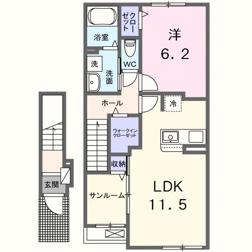 福岡市西区今宿東のアパートの間取り