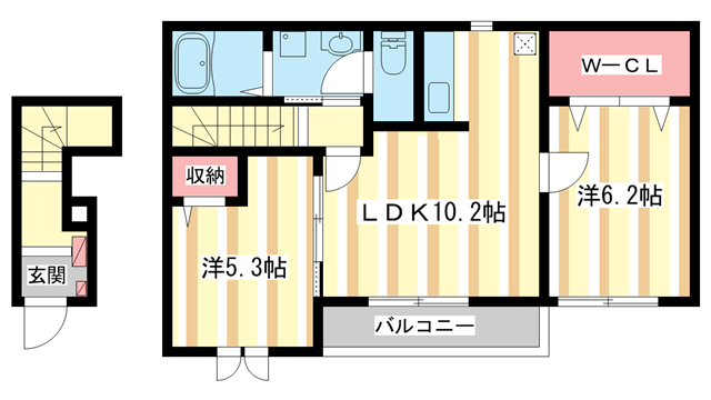 奈良市西九条町のアパートの間取り