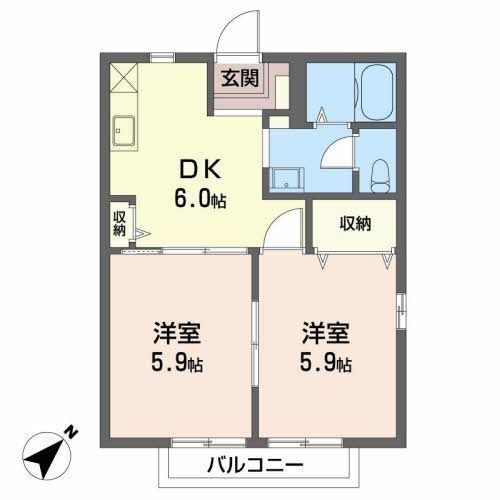 豊川市篠束町のアパートの間取り