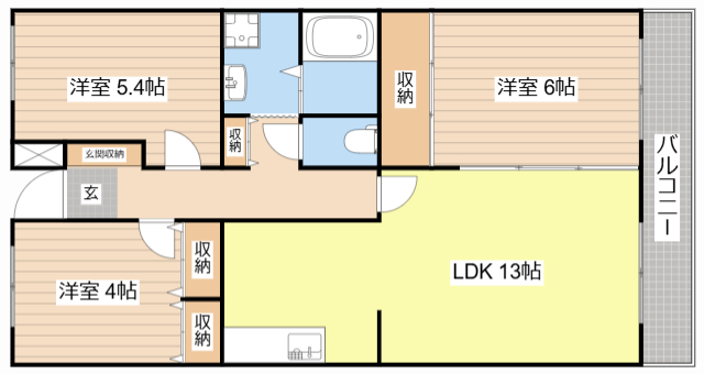 大津市尾花川のマンションの間取り