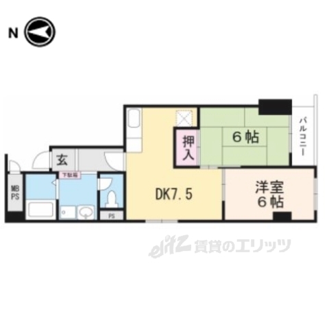 京都市伏見区桃山町根来のマンションの間取り