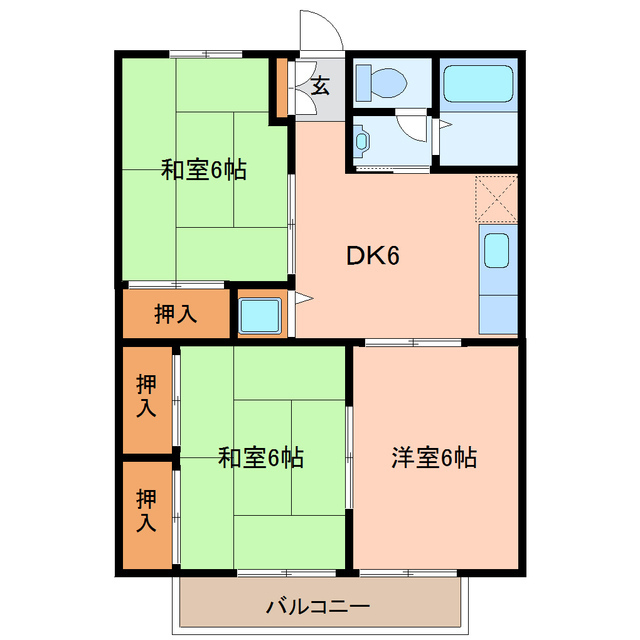 セジュール矢本Ａの間取り