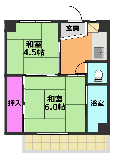 ビレッジハウス萩庄4号館の間取り