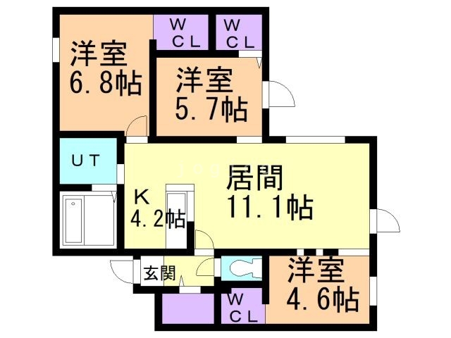 札幌市西区山の手二条のマンションの間取り