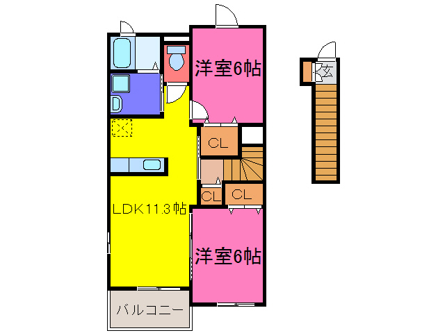 宍粟市山崎町下広瀬のアパートの間取り