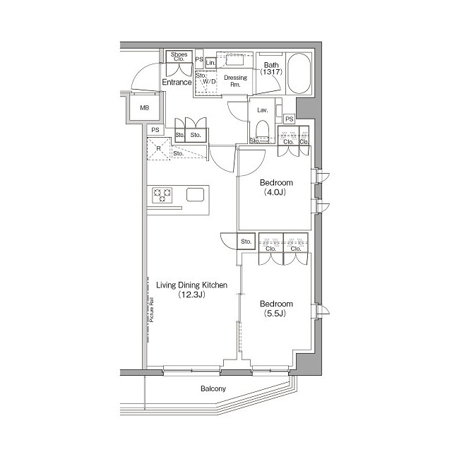 世田谷区三宿のマンションの間取り