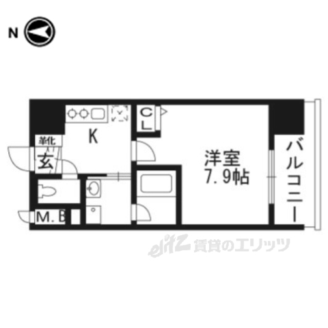 京都市右京区西院日照町のマンションの間取り