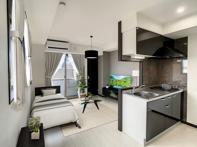 居室・リビング　この画像は、実際の室内にCGによる家具等を配置したものです。