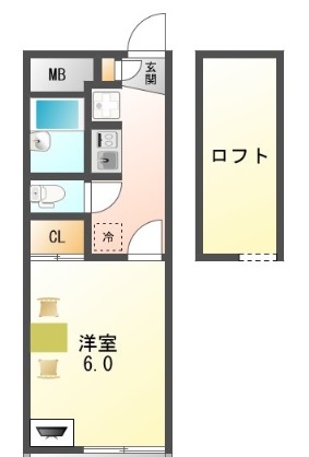 豊中市熊野町のアパートの間取り