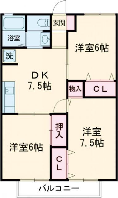 多摩市落川のアパートの間取り