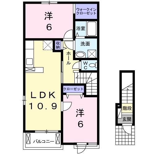 津山市山方のアパートの間取り