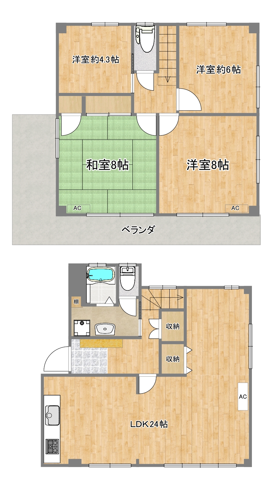 【三沢5丁目戸建ての間取り】