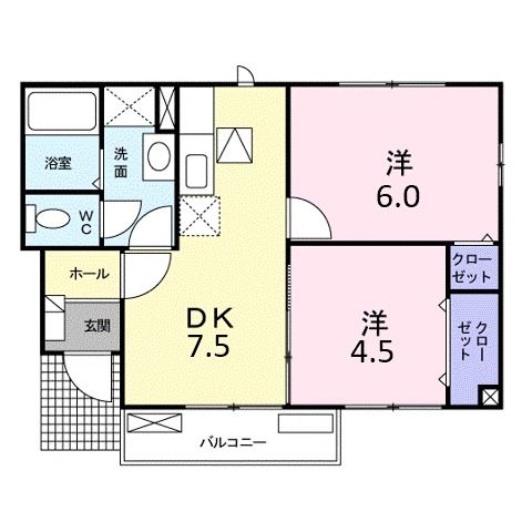 【福山市駅家町大字法成寺のアパートの間取り】