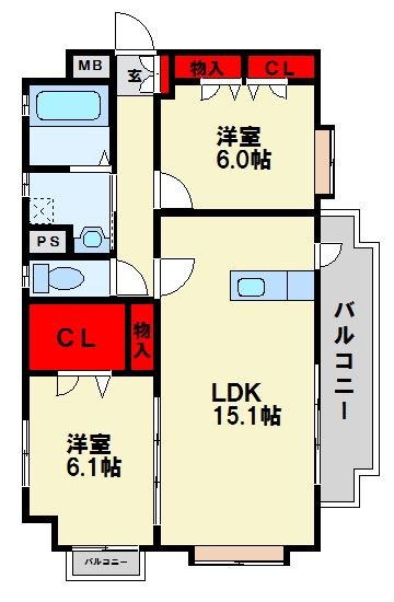 北九州市八幡西区鷹の巣のマンションの間取り