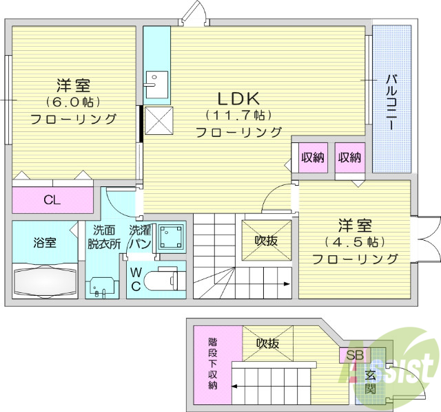 岩沼市吹上のアパートの間取り