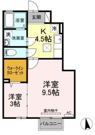 ローズコート川内Bの間取り