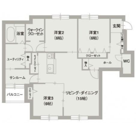 函館市松陰町のマンションの間取り