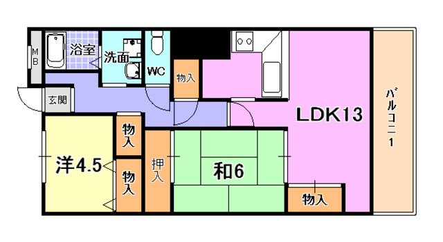 芦屋市春日町のマンションの間取り