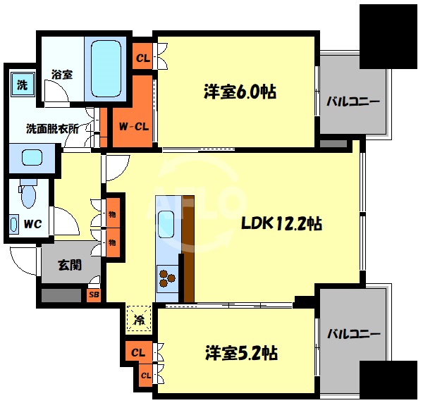 大阪市中央区安土町のマンションの間取り