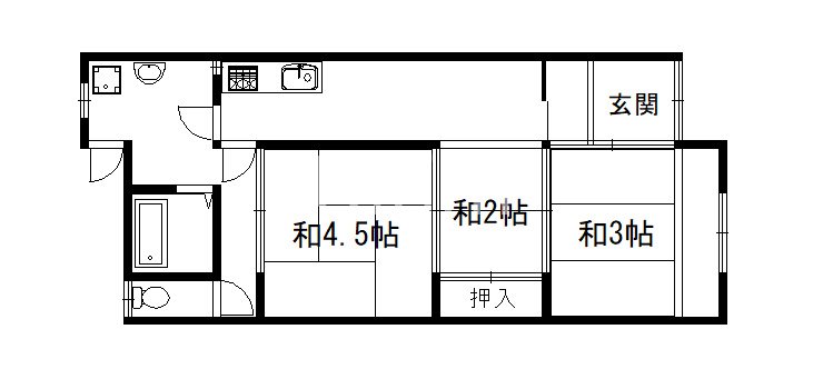 深草直違橋南1丁目貸家の間取り