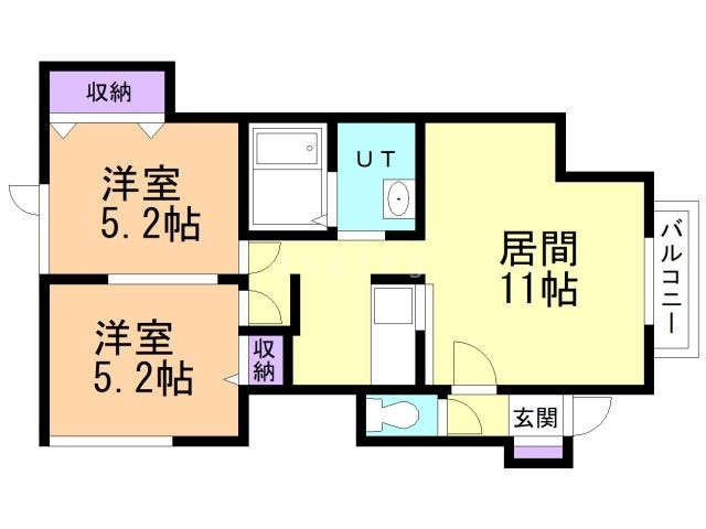 札幌市西区発寒十二条のアパートの間取り