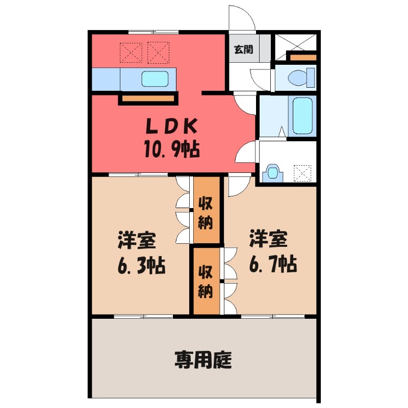 伊勢崎市美茂呂町のアパートの間取り