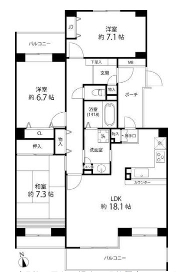 ティーズガーデン西寺尾E棟の間取り