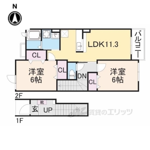 高島市新旭町旭のアパートの間取り