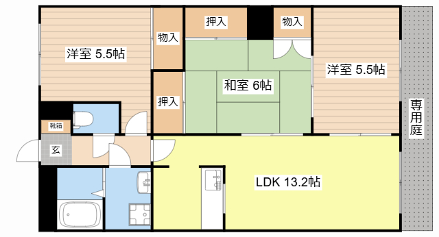 守山市下之郷のマンションの間取り