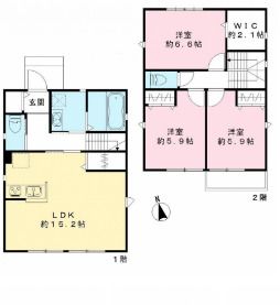 【飯山満町３丁目戸建貸家　Ｉ棟の間取り】