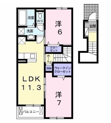 赤磐市下市のアパートの間取り