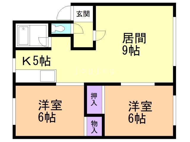 札幌市手稲区富丘一条のアパートの間取り