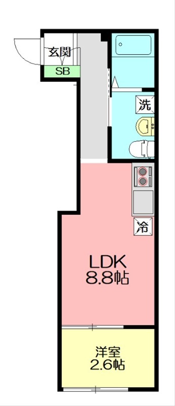 藤沢市藤沢のアパートの間取り