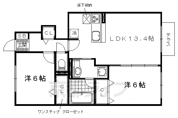 大津市見世のアパートの間取り