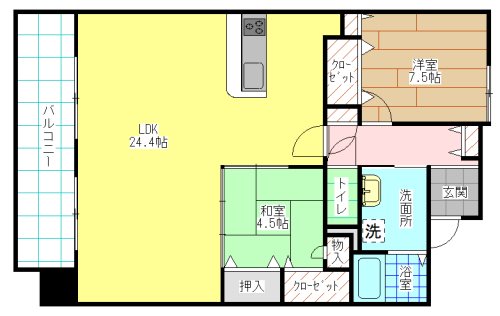 北九州市小倉北区大手町のマンションの間取り