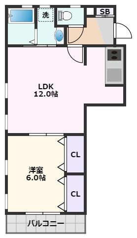 【茨木市蔵垣内のアパートの間取り】