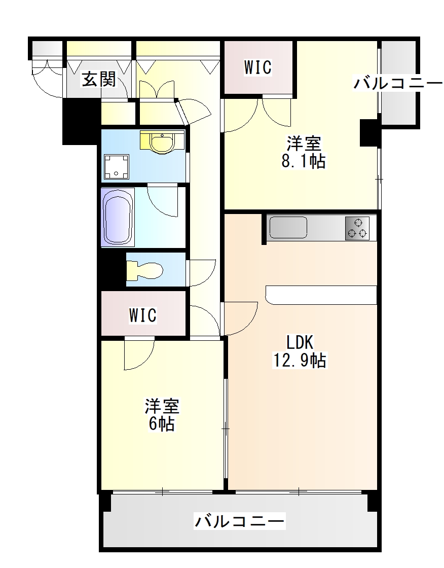 仙台市青葉区中央のマンションの間取り