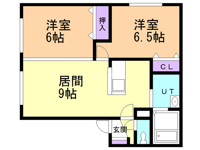 札幌市西区西野五条のアパートの間取り