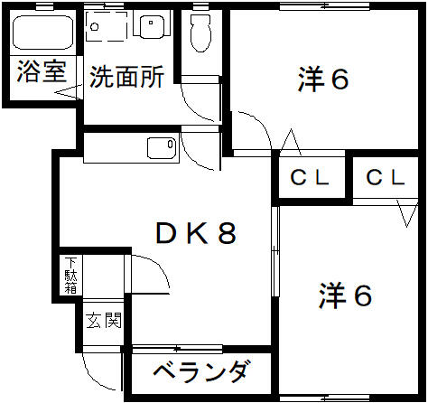 うおまつハイツＣ棟の間取り